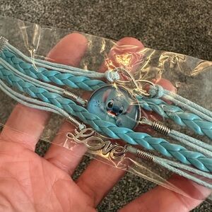 NEW NWT STITCH Blue Braided Bracelet with Love Charm. MUST BE BUNDLED